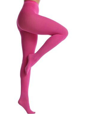 Women Fuchsia Opaque Tights EVERSWE Stretchy Comfortable Fashion Hosiery